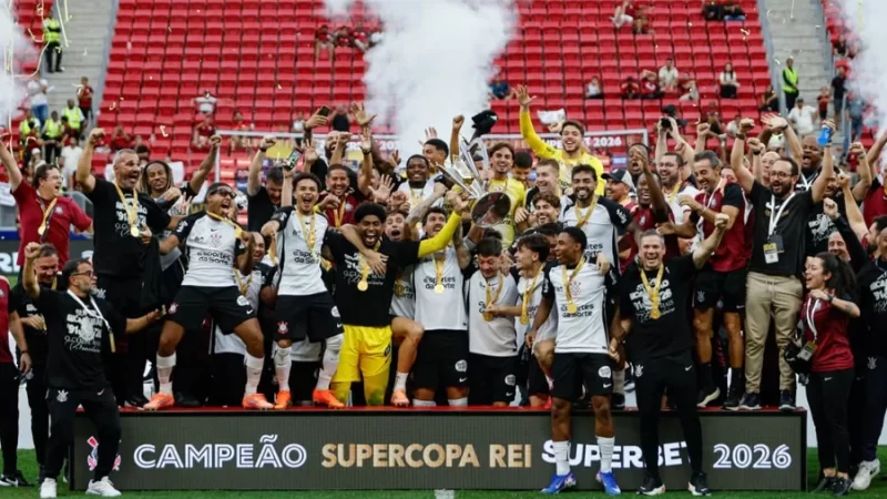 Corinthians comemora a conquista da Supercopa Rei 2026 em Brasília